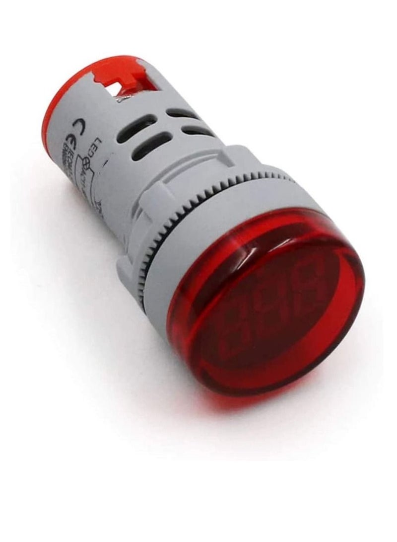 Digital Round Pilot LED Voltmeter Display AC 60-500V | Voltage Power Monitor Indicator Panel Light Pack of 3 (Red)  - Image 1