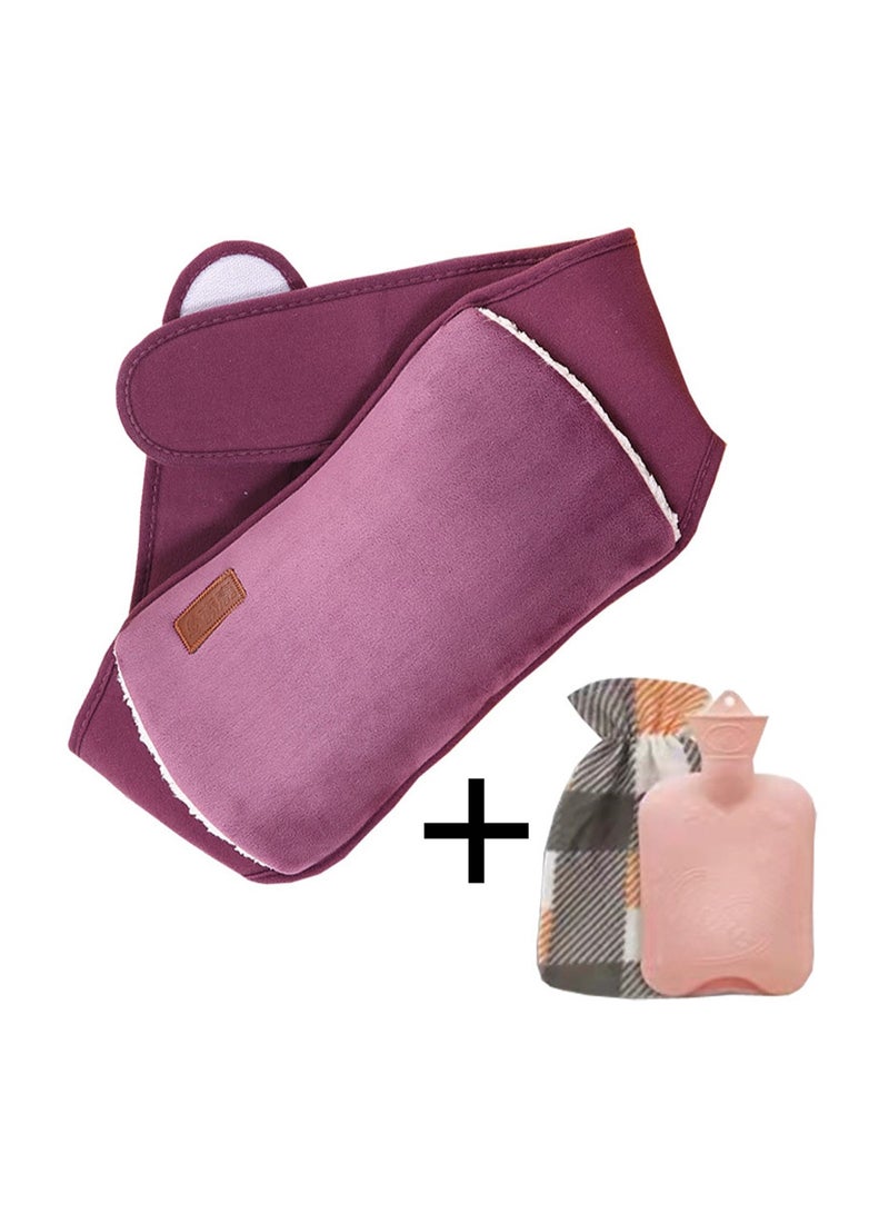 Purple Belt Hot Water Bottle, Rubber Hot Water Bag With Soft Waist Cover For Keeping Warm On Neck And Shoulders, Back, Hands, Legs, Waist - Image 1