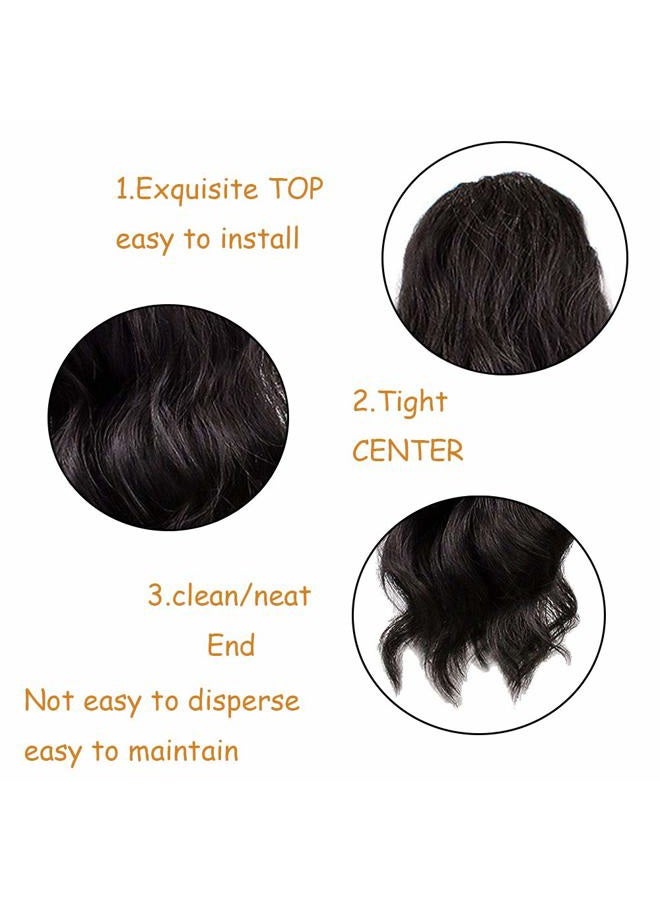 KETHBE 24 Inch Long Body Wave Ponytail hair Extension Synthetic Heat Resistant Wrap Around Drawstring Curly Wavy Ponytail Hairpieces for Women(Natural Black)  - Image 3