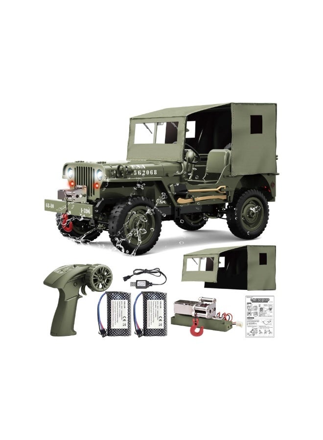 Dreamzon 2.4GHz RC Military Jeep Car 1:10 Scale – Realistic Off-Road Army Truck with LED Lights & Metal Chassis - Image 3