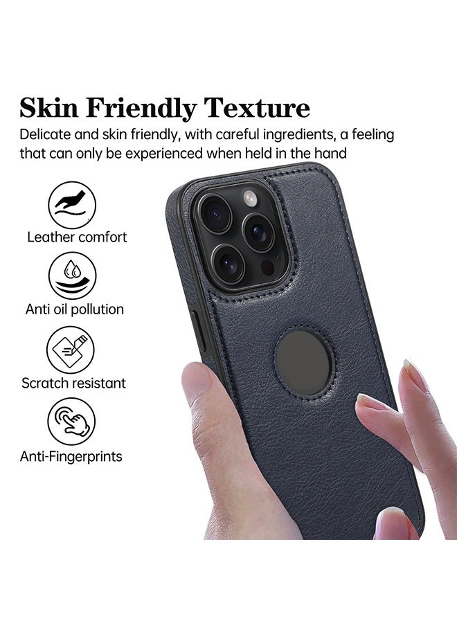 متوافق مع جراب آيفون 15 برو ماكس ، جراب واقي من الجلد النباتي لهاتف ابل ايفون 15 برو ماكس ، غطاء تصميم فاخر وأنيق وجميل ، حافظة جلدية خياطة مثالية غير قابلة للانزلاق (أزرق ملكي) - Image 2