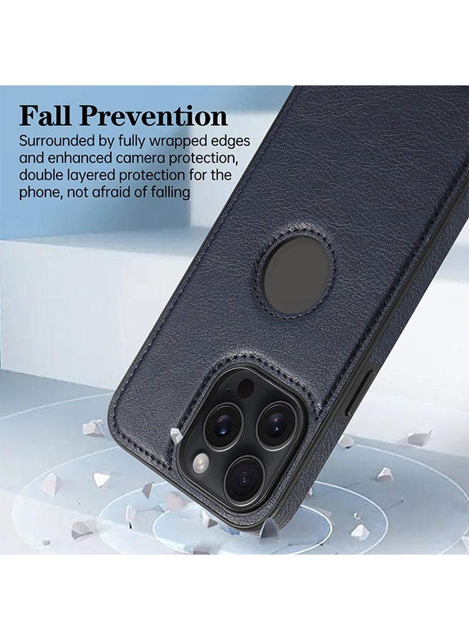 متوافق مع جراب آيفون 15 برو ماكس ، جراب واقي من الجلد النباتي لهاتف ابل ايفون 15 برو ماكس ، غطاء تصميم فاخر وأنيق وجميل ، حافظة جلدية خياطة مثالية غير قابلة للانزلاق (أزرق ملكي) - Image 5