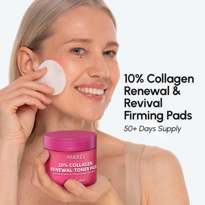 MAREE Collagen Acne Clearing Polishes - Toner Pads with Retinol - Minimizing Wrinkle Zero Pore Pads - Hydrating Toning Collagen Pad with Retinol & Centella Device - Anti Aging Brightening Wipes - Image 3