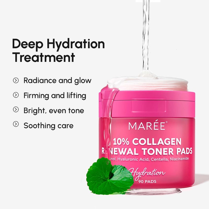 MAREE Collagen Acne Clearing Polishes - Toner Pads with Retinol - Minimizing Wrinkle Zero Pore Pads - Hydrating Toning Collagen Pad with Retinol & Centella Device - Anti Aging Brightening Wipes - Image 4