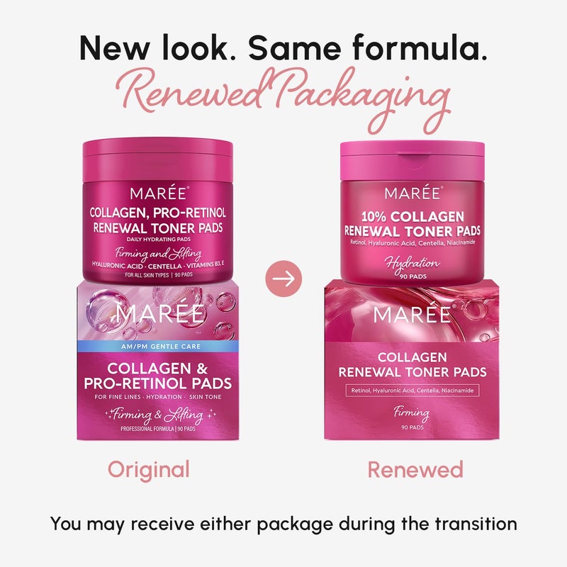 MAREE Collagen Acne Clearing Polishes - Toner Pads with Retinol - Minimizing Wrinkle Zero Pore Pads - Hydrating Toning Collagen Pad with Retinol & Centella Device - Anti Aging Brightening Wipes - Image 2