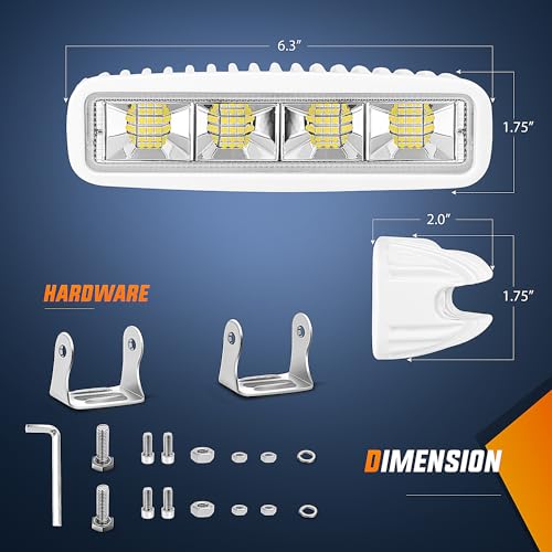 Nilight Marine LED Pods Navigation Lights 2PCS 72W White Flood Beam Ponton Boat Deck Dock Lighting for Night Fishing T-top Stern Yacht Kayak Port Sailboat Trucks Tractors - Image 2