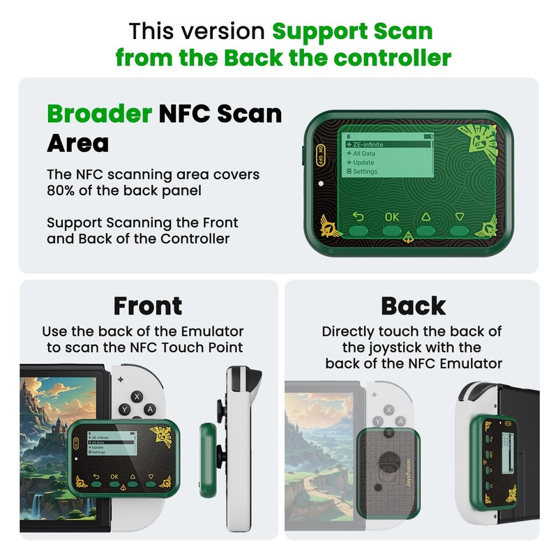 Joysfusion NFC Emulator, Store 3000 NFC Data, Support Ulimited Scan, 1.2" Screen, Easy Button Controls, Rechargeable for Endless Play, Compatible with 50+ Games (Red) - Image 2