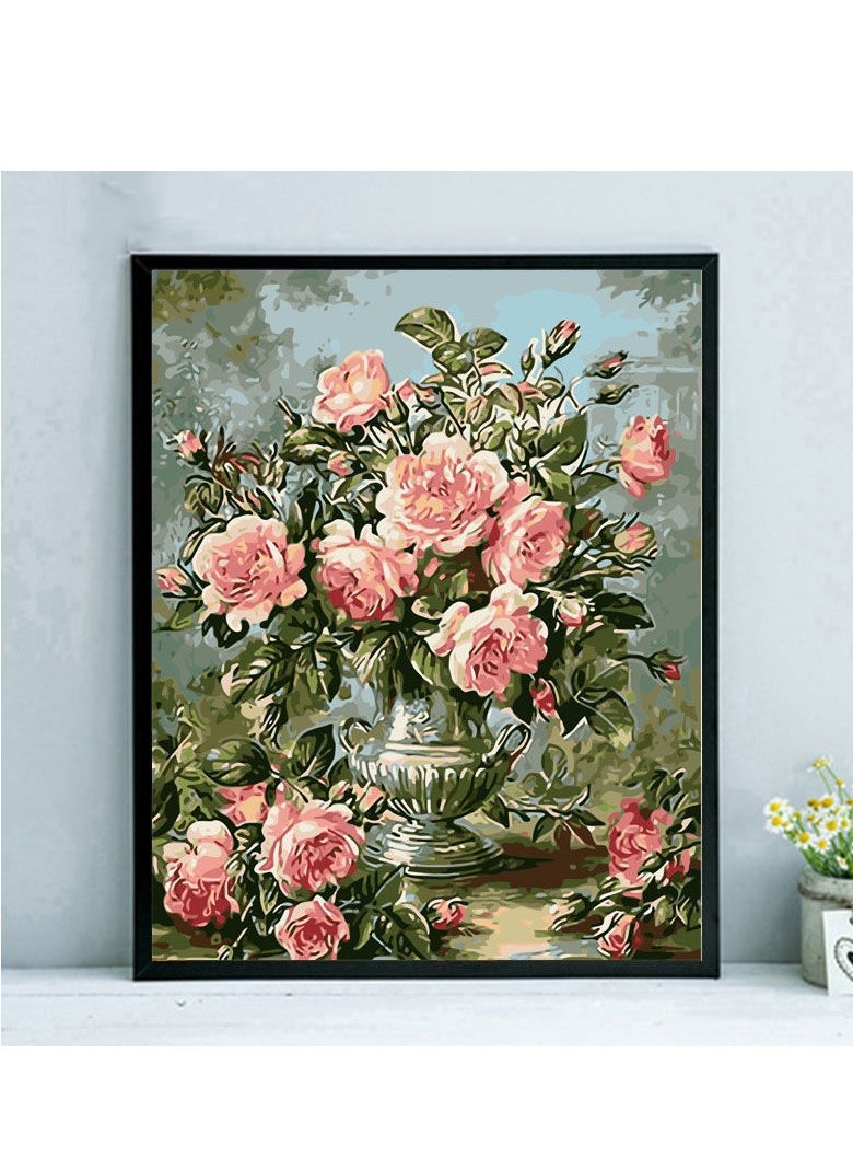 MIXDE DIY Paint By Numbers Kits,Flowers Paint Kits,Hand-Painted Decorative Painting 40x50cm  - Image 2