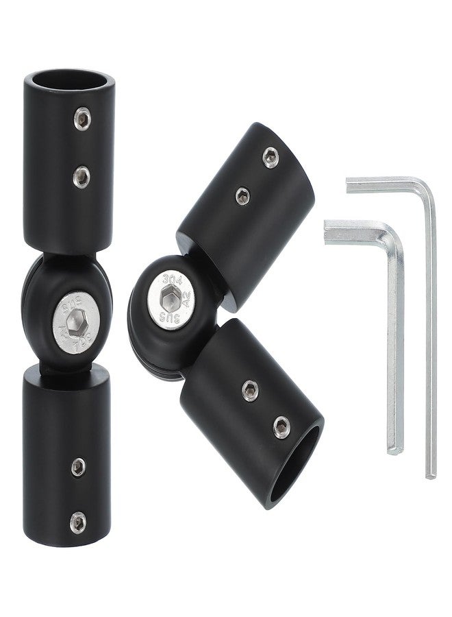 PATIKIL Window Corner Curtain Rod Connector, 2 Pcs Adjustable Curtain Rod Corner Connector Hinged Elbow Connector with Screwdriver for 3/4 Inch Bay Window Curtain Rod, Black - Image 1