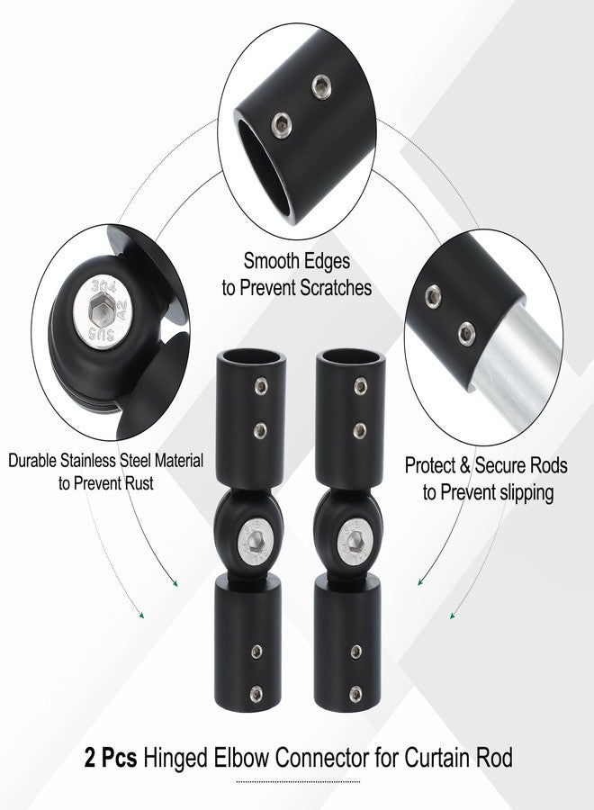 PATIKIL Window Corner Curtain Rod Connector, 2 Pcs Adjustable Curtain Rod Corner Connector Hinged Elbow Connector with Screwdriver for 3/4 Inch Bay Window Curtain Rod, Black - Image 3