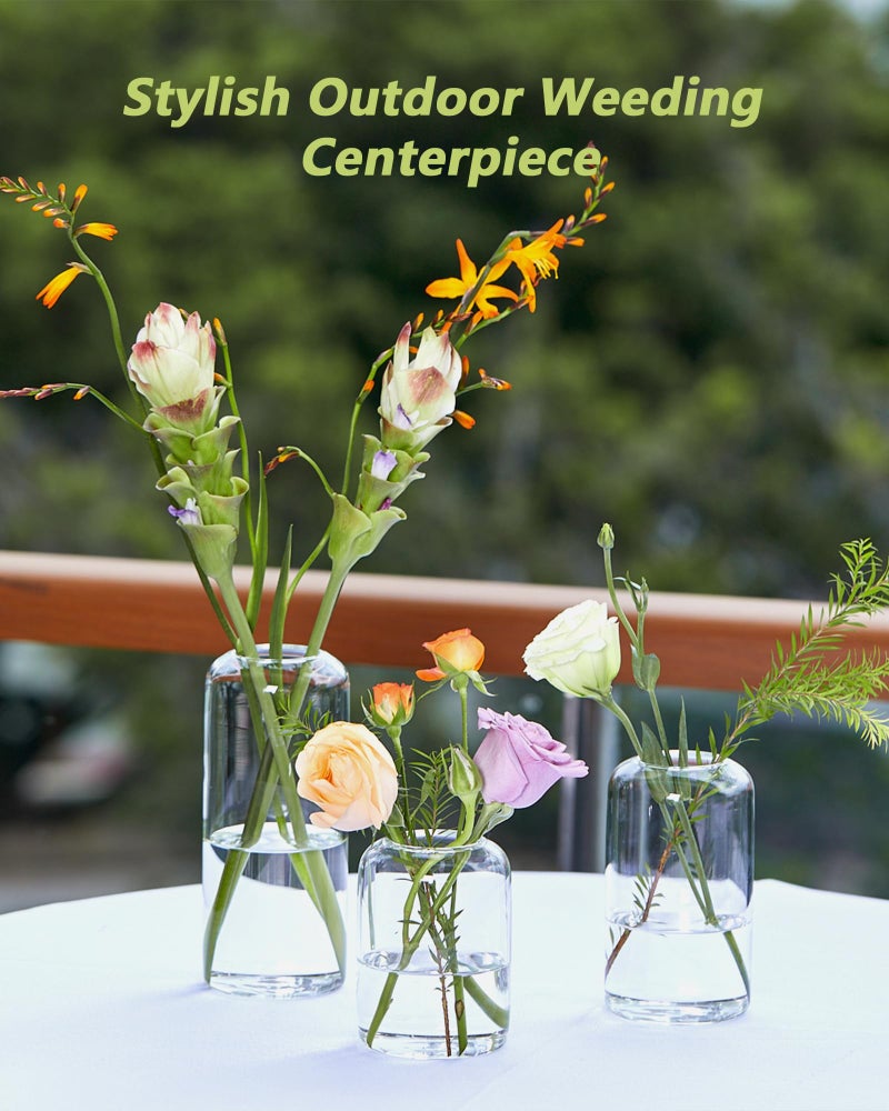 ZENS Bud Vases in Bulk Set of 16  Modern Small Glass Vases for Flower Clear Bud Vases for Wedding Centerpiece  Modern Blown Small Vase for Flowers  Wedding Party Events Decorative Home Decor - Image 5