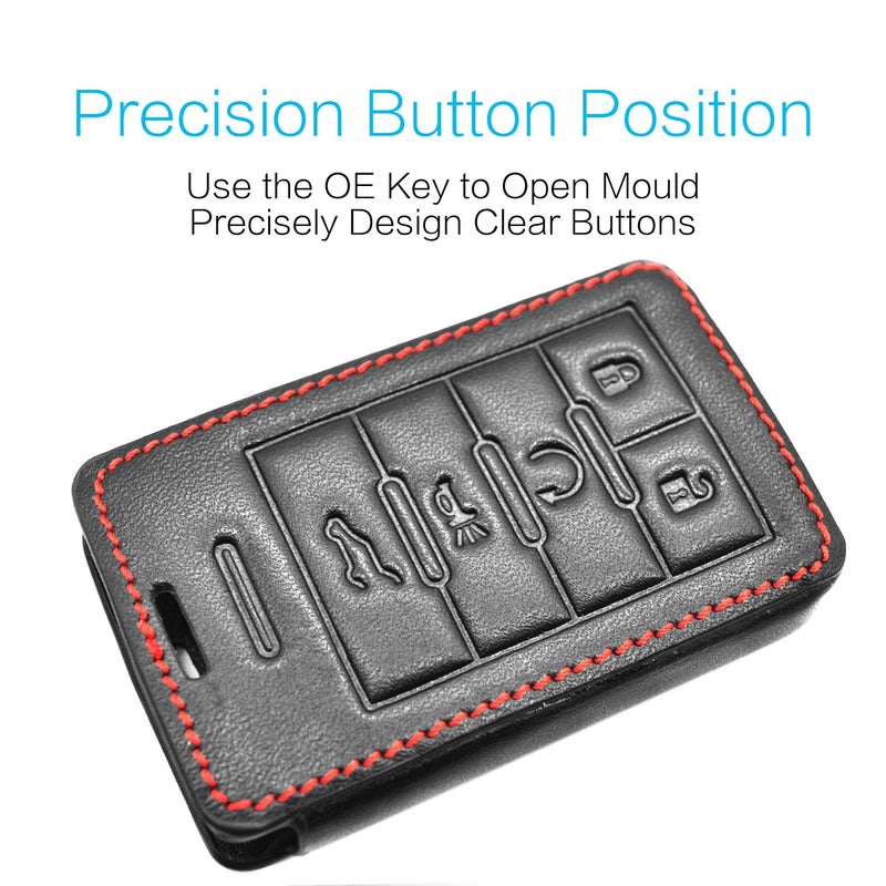 MECHCOS Compatible with Cadillac ATS CTS DTS SRX STS XTS Escalade ESV Chevrolet Impala Monte Carlo Corvette Buick Lucerne 5 Buttons Key Fob Cover Case Keychain Leather Protector Shell - Image 2