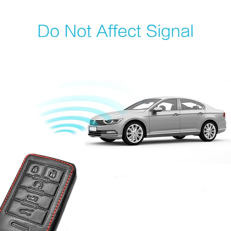 MECHCOS Compatible with Cadillac ATS CTS DTS SRX STS XTS Escalade ESV Chevrolet Impala Monte Carlo Corvette Buick Lucerne 5 Buttons Key Fob Cover Case Keychain Leather Protector Shell - Image 3