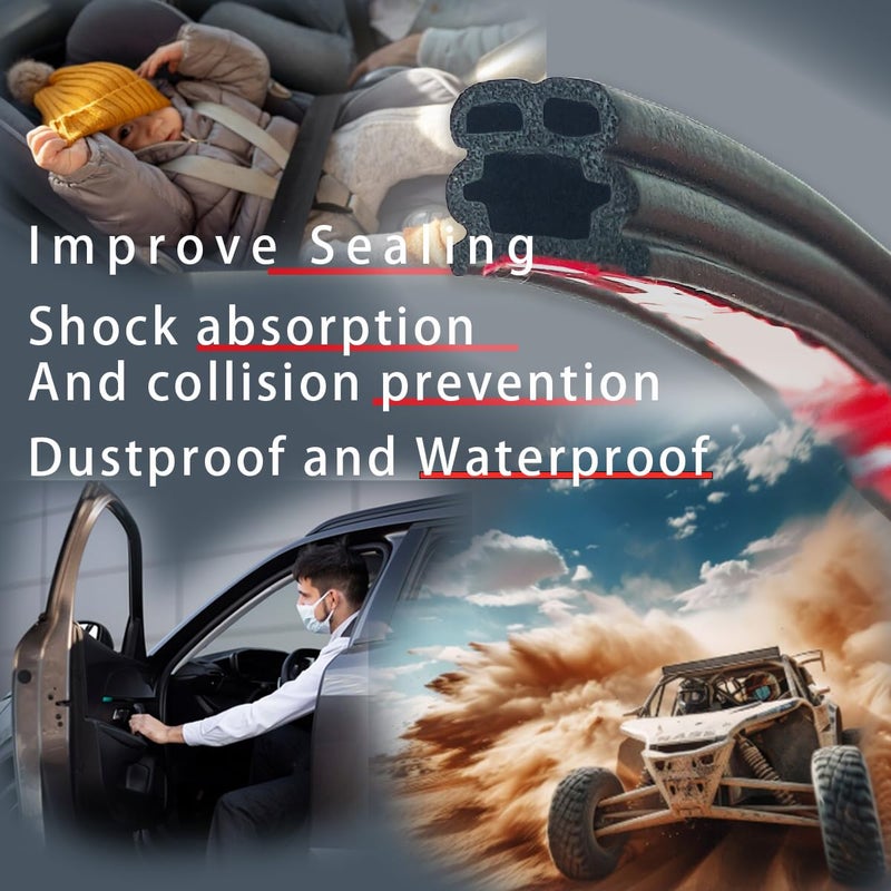 Sandfren Car Door Seal Strip, 52.49ft Rubber Double Layer Self Adhesive Automotive Weather Stripping for Windows Hood Trunk, Soundproofing Vehicle Sealing Strip Accessories, Universal Fit - Image 3