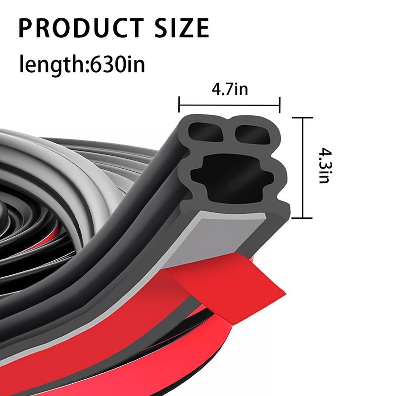 Sandfren Car Door Seal Strip, 52.49ft Rubber Double Layer Self Adhesive Automotive Weather Stripping for Windows Hood Trunk, Soundproofing Vehicle Sealing Strip Accessories, Universal Fit - Image 2