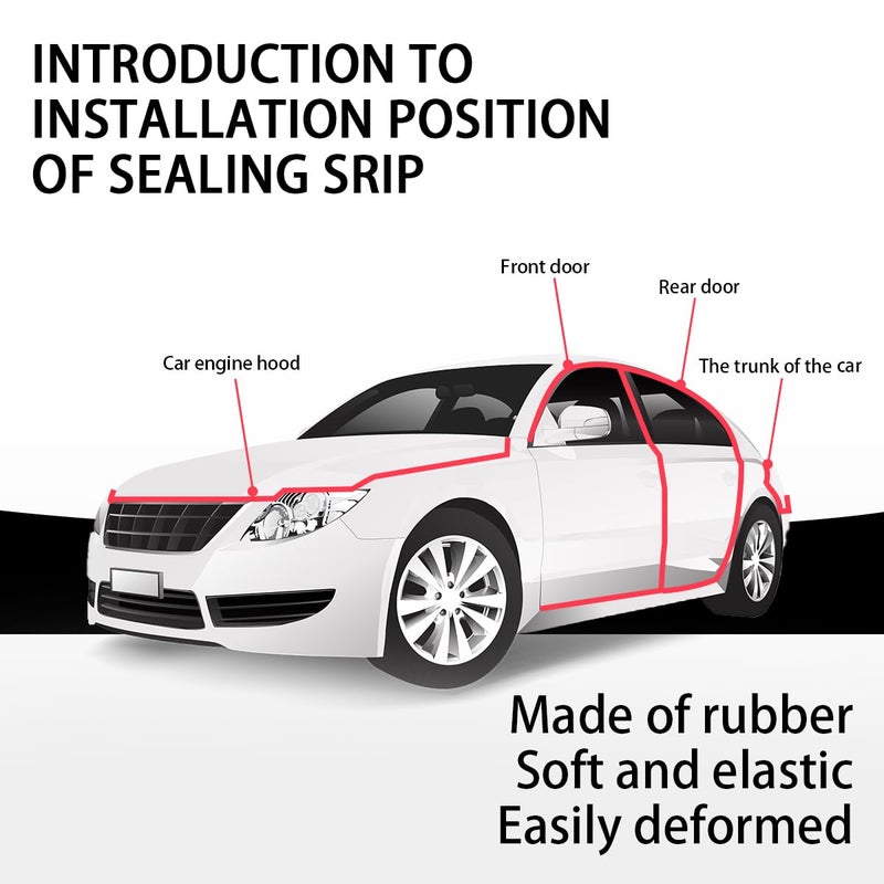 Sandfren Car Door Seal Strip, 52.49ft Rubber Double Layer Self Adhesive Automotive Weather Stripping for Windows Hood Trunk, Soundproofing Vehicle Sealing Strip Accessories, Universal Fit - Image 5