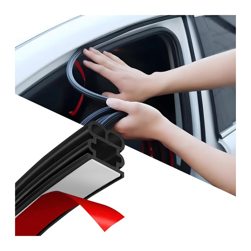 Sandfren Car Door Seal Strip, 52.49ft Rubber Double Layer Self Adhesive Automotive Weather Stripping for Windows Hood Trunk, Soundproofing Vehicle Sealing Strip Accessories, Universal Fit - Image 1
