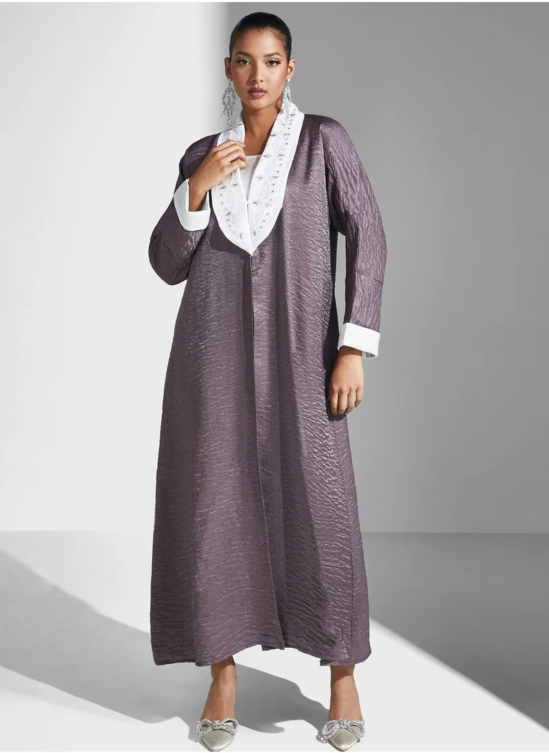 آرا Flared Sleeve Lapel Detail Abaya