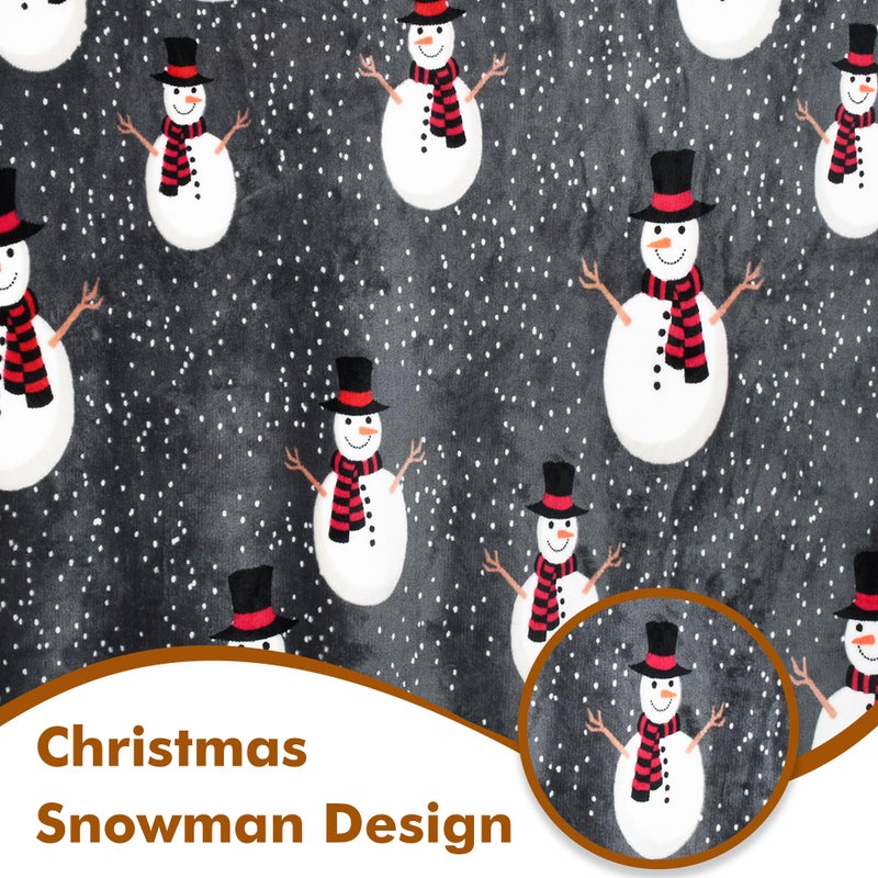 تيرينيا عيد الميلاد رمي شيربا بطانية 50 "" × 60 "" Snow Man Pattern Super Super Fluffy Sherpa رمي تلفزيون بطانية مزخرفة لعطلة الأريكة السرير الرمادي - Image 5
