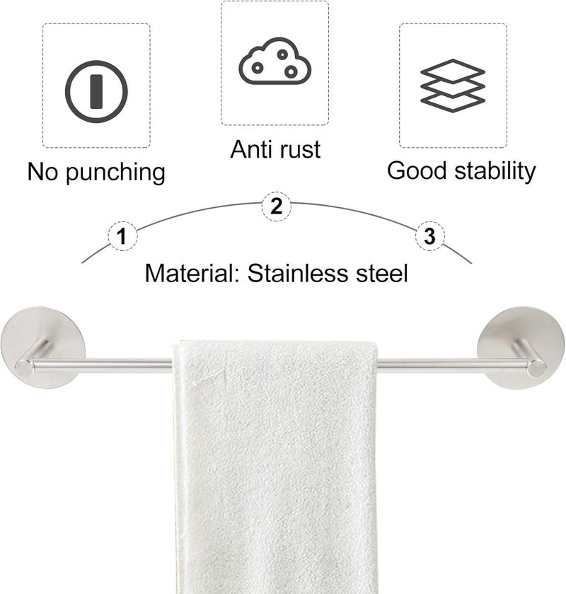 TIDTALEO Stainless Steel Towel Bar 304 Bathroom Towel Hanger Wall-Mounted Single Rod 40cm No Drilling Bathroom Hardware Holder for Home Use - Image 3
