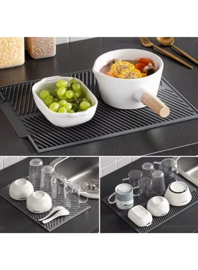 Folding Draining Mat, 43x33CM Silicone Draining Board Mats Dish Drying Mat Flume Drain Board Drainer Mats for Kitchen Universal Drain Board - Image 5