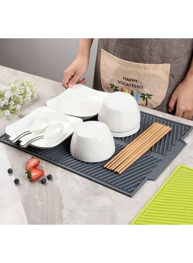 Folding Draining Mat, 43x33CM Silicone Draining Board Mats Dish Drying Mat Flume Drain Board Drainer Mats for Kitchen Universal Drain Board - Image 4