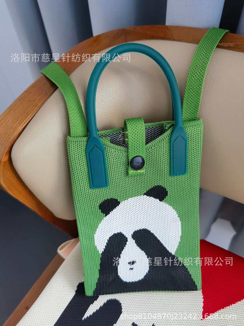 2025 Autumn New Style Girl'S Heart-Shaped Handbag For Carrying Mobile Phones, Knitted Crossbody Bag, Portable Textured Small Handbag - Image 1