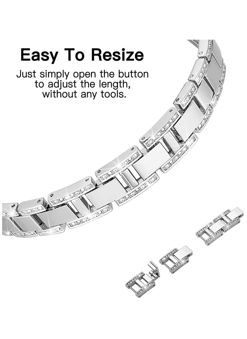 Y&D - Compatible with Apple Watch Band 38mm 40mm 41mm, Lightweight for Women, Easy Adjustable Bracelet, Bling Shiny Diamond Both Sides, Jewelry Metal Strap iWatch Series 8 7 6 5 4 3 2 1 SE(Silver) - Image 1