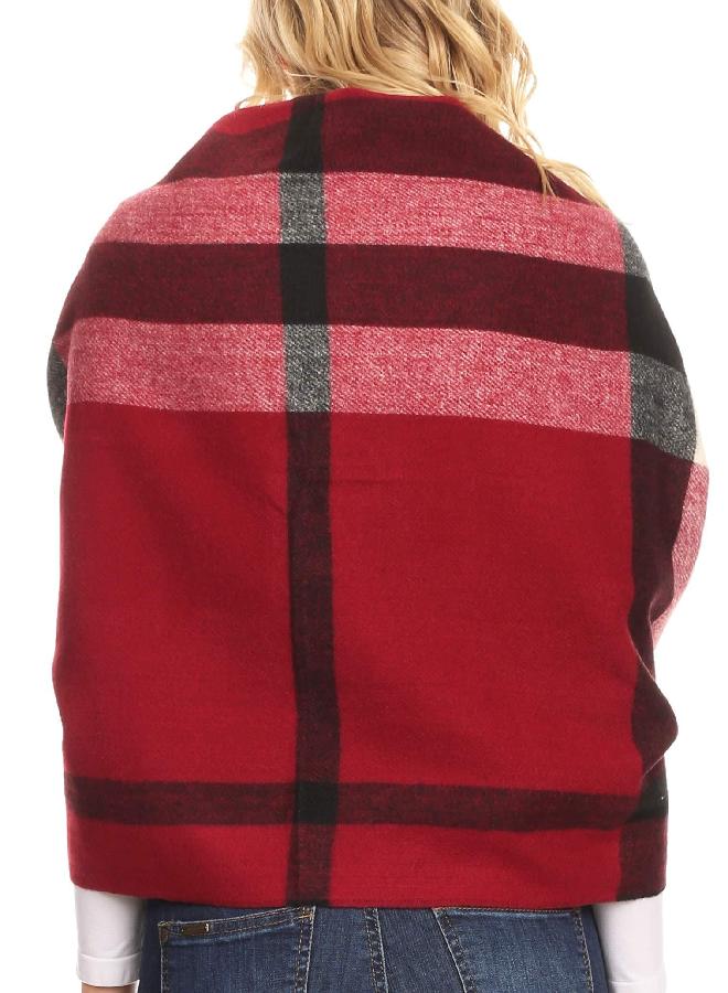 Sakkas 18206 - Martinna Women's Winter Warm Super Soft and Light Pattern Shawl Scarf Wrap - Burgundy/white - OS - Image 2