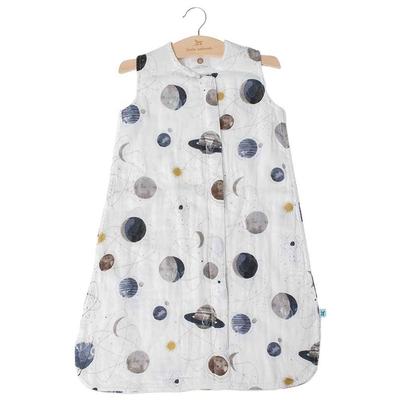 Little Unicorn 12-18 Month Premium Muslin Sleep Sack 1.1 TOG | Soft & Breathable Muslin Cotton for safer sleep | 2 way zipper (Planetary) - Image 1