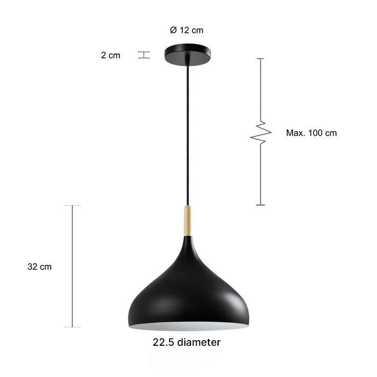 twixle with Bulb Aluminium Ceiling Hanging Light, Circlular Shape Pendant for Dining Table, Living Room, Bedroom,Office, Cafe, Restaurant, Pendant Lamp (9" Black) - Image 4
