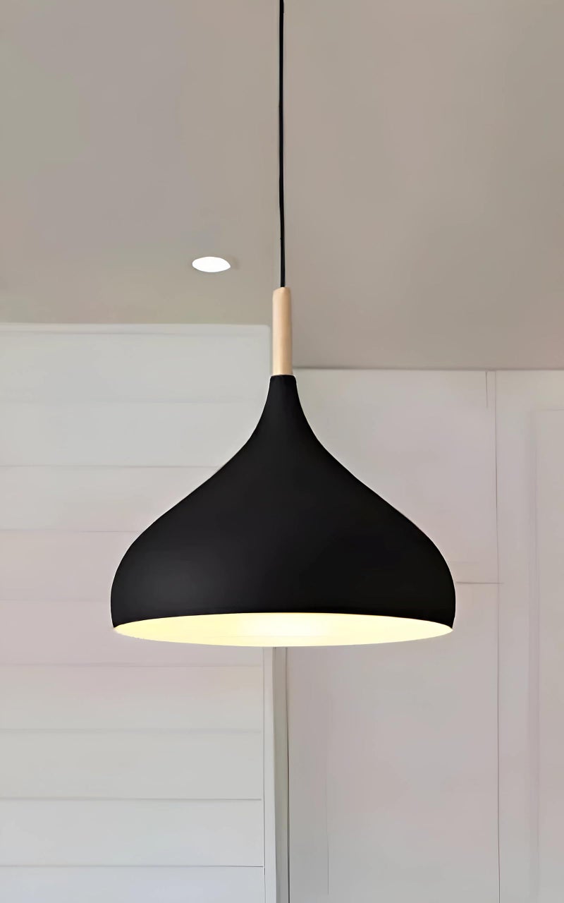 twixle with Bulb Aluminium Ceiling Hanging Light, Circlular Shape Pendant for Dining Table, Living Room, Bedroom,Office, Cafe, Restaurant, Pendant Lamp (9" Black) - Image 1