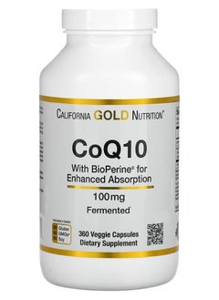 California Gold Nutrition CoQ10 USP with Bioperine, 100 mg, 360 Veggie Capsules  - Image 1