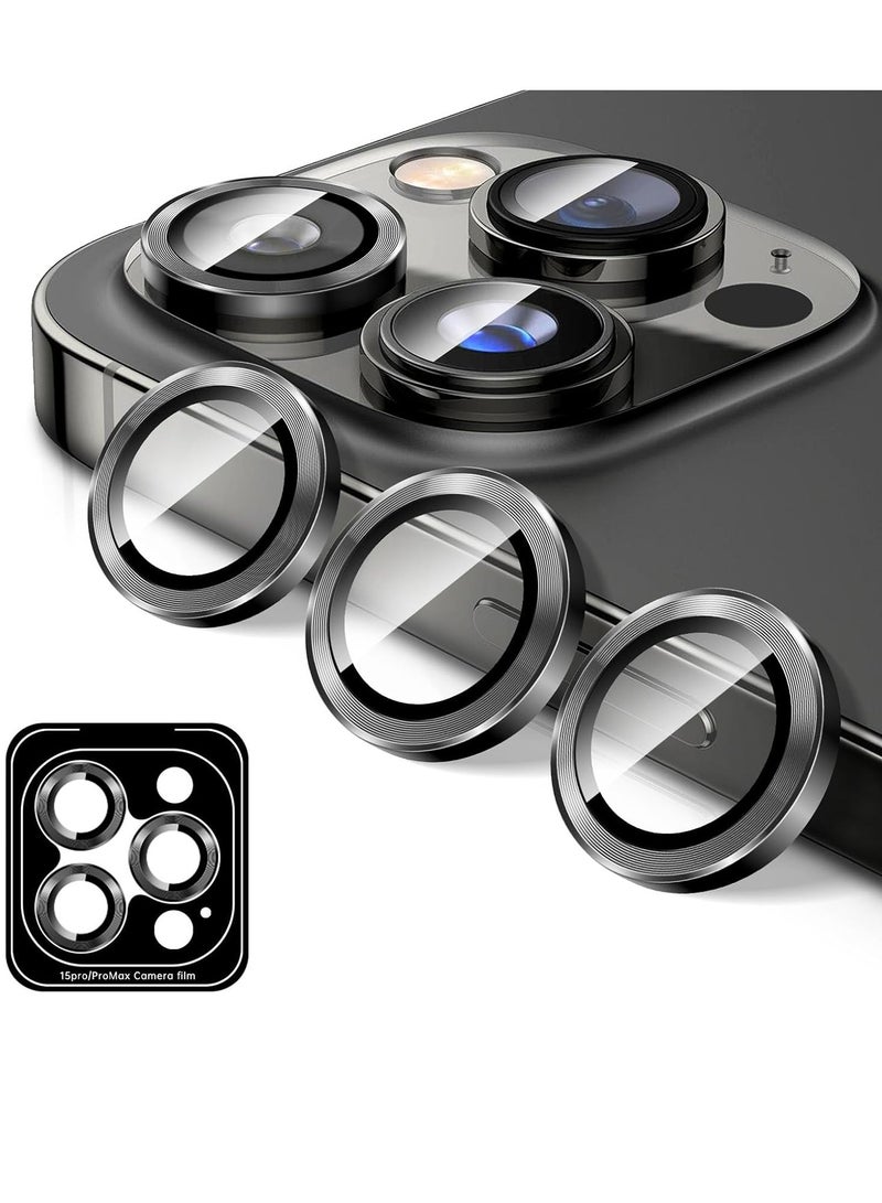ELTRAZONE Advanced Tempered Glass Camera Lens Protector for iPhone 16 Pro/Pro Max - HD Clarity with Automatic Alignment & Sleek Metal Rings - Classic Black - Image 1