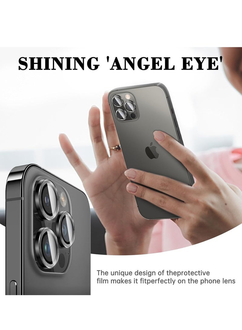ELTRAZONE Advanced Tempered Glass Camera Lens Protector for iPhone 16 Pro/Pro Max - HD Clarity with Automatic Alignment & Sleek Metal Rings - Classic Black - Image 3