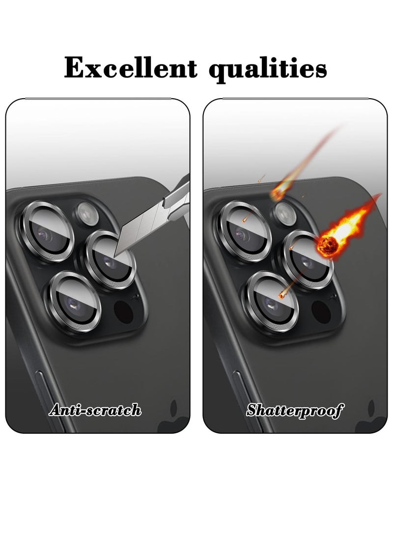 ELTRAZONE Advanced Tempered Glass Camera Lens Protector for iPhone 16 Pro/Pro Max - HD Clarity with Automatic Alignment & Sleek Metal Rings - Classic Black - Image 4