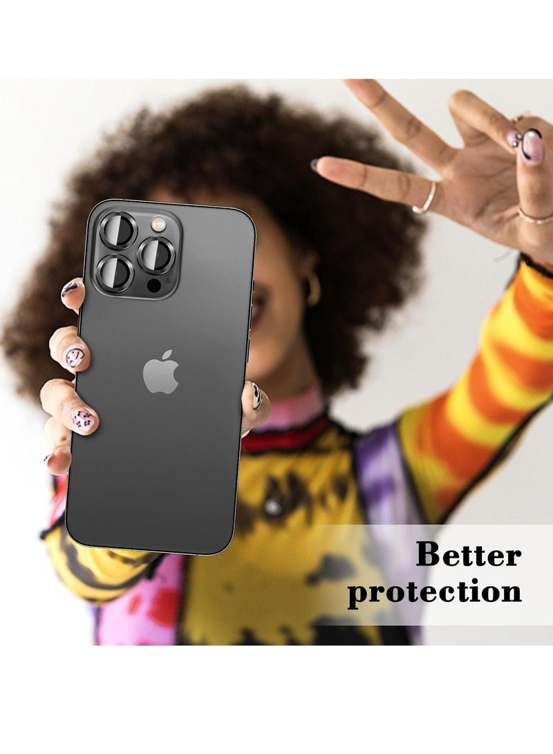 ELTRAZONE Advanced Tempered Glass Camera Lens Protector for iPhone 16 Pro/Pro Max - HD Clarity with Automatic Alignment & Sleek Metal Rings - Classic Black - Image 5