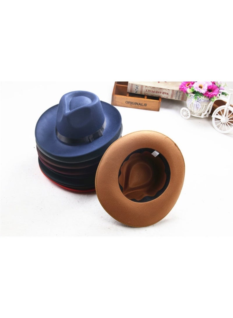 Wool Fedora Hat for Men Women - British Vintage Jazz Gangster Hat Wide Brim Felt Top Hat for Stage, Party, Beach,  Cosplay - Image 5
