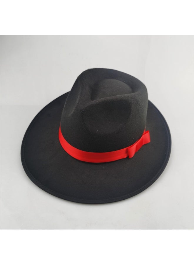 Wool Fedora Hat for Men Women - British Vintage Jazz Gangster Hat Wide Brim Felt Top Hat for Stage, Party, Beach,  Cosplay - Image 1