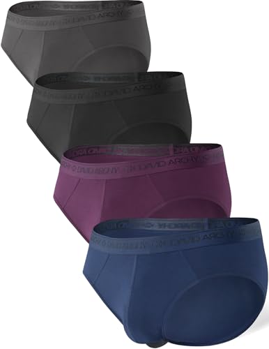 DAVID ARCHY Men's Underwear Ultra Soft Modal Dual Pouch Briefs Support Comfortable lightweight Briefs for Men 4 or 7 Pack (M, Black/Navy Blue/Dark Gray/Wine) - Image 1