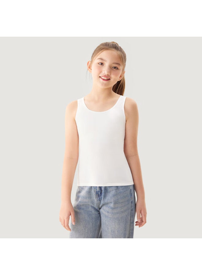 Jiusuiban Children's Vest Girls' Class A Antibacterial Wide Shoulder Base Shirt Top For Older Kids Student Wide Shoulder School Uniform Versatile Underwear