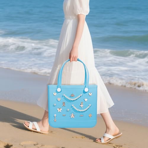 WYVAS Charms for Bogg Bag, Pearls Butterfly Flowers & Chain Cute Decorative Pearl Charms Accessory Compatible with Rubber Simply Southern Beach Bag, Insert for Beach Tote Birthday(21 Pcs) - Image 3