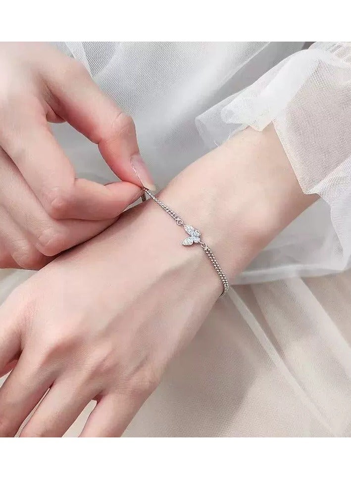 Goolsky Korean Style Butterfly Bracelet with Rhinestones – Minimalist & Trendy Friendship Bracelet for Girls  - Image 1