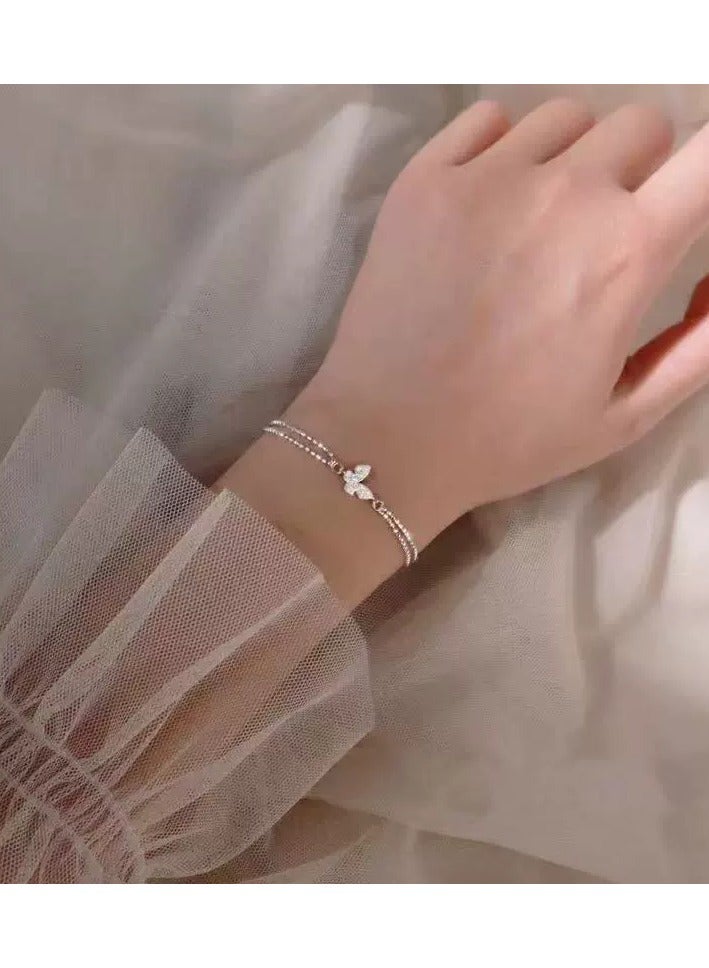 Goolsky Korean Style Butterfly Bracelet with Rhinestones – Minimalist & Trendy Friendship Bracelet for Girls  - Image 4