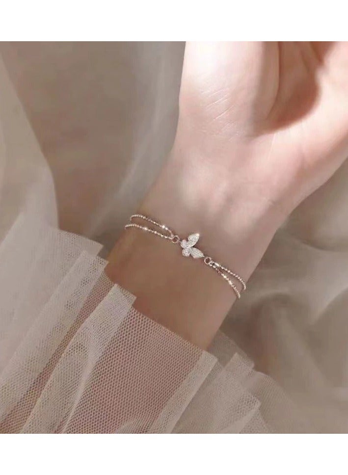Goolsky Korean Style Butterfly Bracelet with Rhinestones – Minimalist & Trendy Friendship Bracelet for Girls  - Image 5
