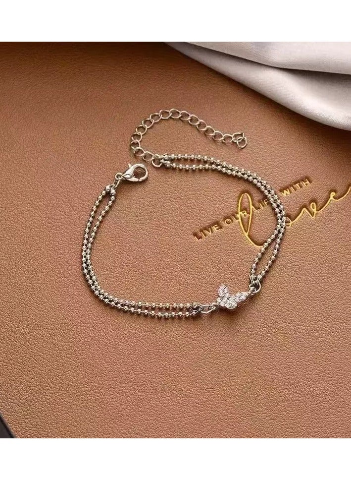 Goolsky Korean Style Butterfly Bracelet with Rhinestones – Minimalist & Trendy Friendship Bracelet for Girls  - Image 2