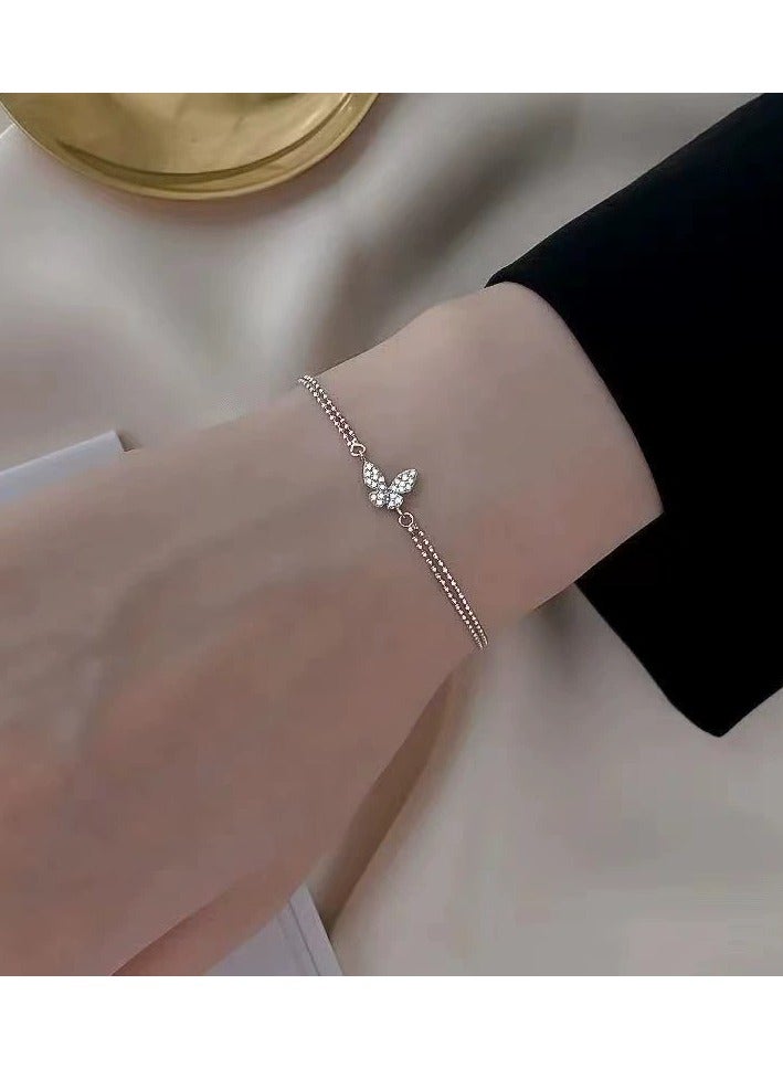 Goolsky Korean Style Butterfly Bracelet with Rhinestones – Minimalist & Trendy Friendship Bracelet for Girls  - Image 3