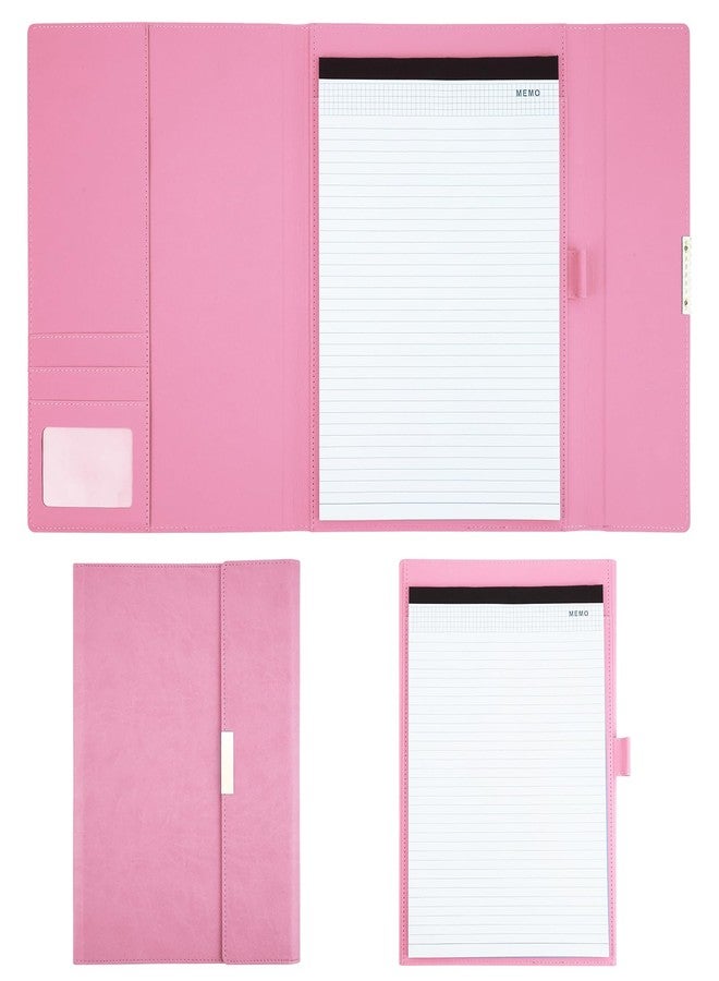 Tiankool Padfolio Portfolio Binder for Women - Stylishly Business Folder for Interview Resumes, Legal Documents | Notepad Not Included, Faux Leather, Pink - Image 1
