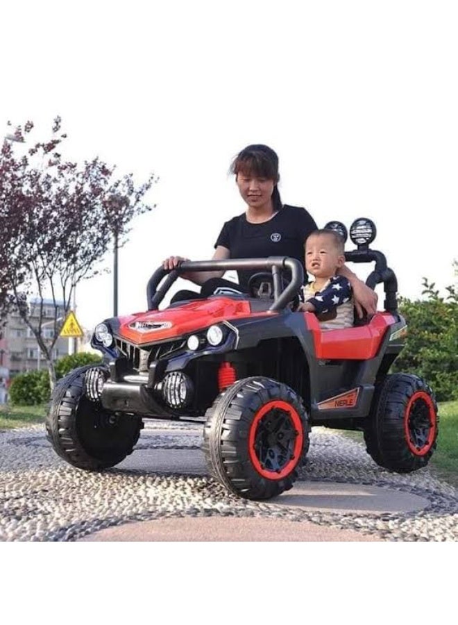 جيب سيارة أطفال كهربائية للطرق الوعرة بتصميم باجي ATV مع أضواء LED - أحمر - Image 3