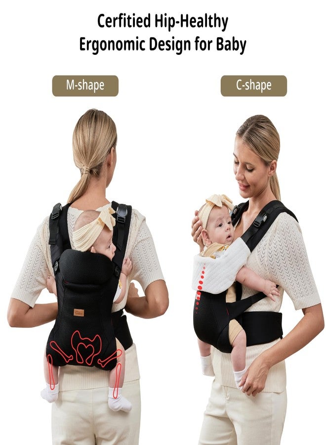 CUBY Baby Carrier Newborn to Toddler, Breathable Baby Front Carrier with Adjustable Neck Support - Hands Free Newborn Toddler Carriers for Travel Outdoor up to 40lbs(Black, Magnetic Buckle Style) - Image 2